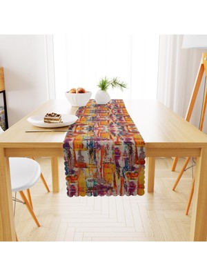 BenimOl Fırça Desenli Sarı Kiremit Runner 40x140