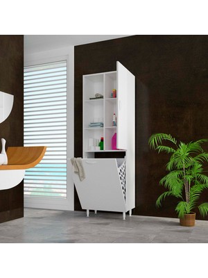 Modilayn Inci 55X165 cm Kirli Çamaşır Sepetli Banyo Dolabı