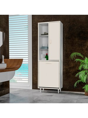 Modilayn Inci 55X165 cm Kirli Çamaşır Sepetli Banyo Dolabı