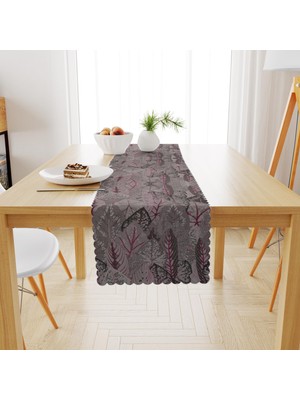 BenimOl Yaprak Desenli Pembe Vizon Runner 40x140