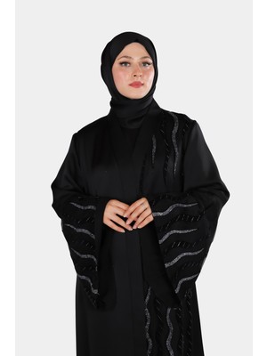 Harika Wear Siyah Desenli Şik Abaya Ferace