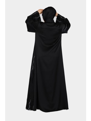 Harika Wear Siyah Desenli Şik Abaya Ferace