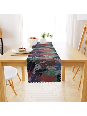 BenimOl Yaprak Desenli Mor Mavi Runner 40x140