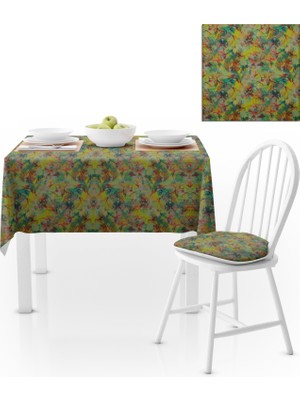 BenimOl Fırça Desenli Sarı Zemin Masa Örtüsü 140x260