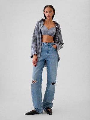 Gap Kadın Mavi Organik Pamuk Crop Bralet