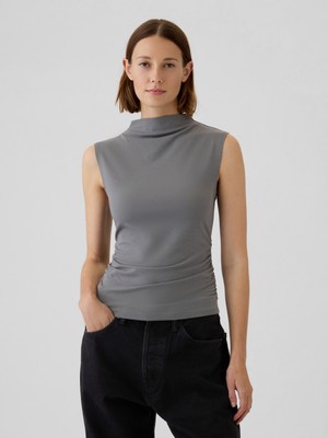 Gap Kadın Gri Modern Mockneck Ruched Atlet