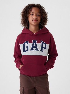 Erkek Çocuk Kırmızı Gap Logo Colorblock Fransız Havlu Kumaş Sweatshirt