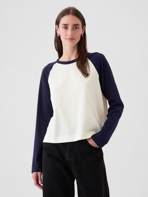 Gap Kadın Lacivert Organik Pamuk Vintage Raglan T-Shirt