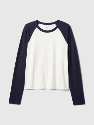 Gap Kadın Lacivert Organik Pamuk Vintage Raglan T-Shirt