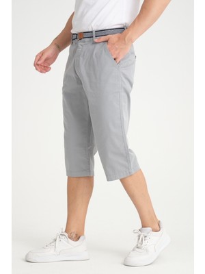 Wise Erkek Duman Diz Altı Likralı Bermuda Kemer Hediyelii Kapri Uzun Şort