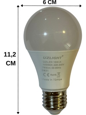 Uzlight 10W (75W) 1000K (Kırmızı Işık) E27 Duylu LED Ampul (4 Adet)