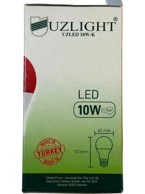 Uzlight 10W (75W) 1000K (Kırmızı Işık) E27 Duylu LED Ampul (2 Adet)