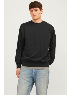 Jack & Jones Jjecharge Sweat Crew Neck Siyah Erkek Sweatshirt