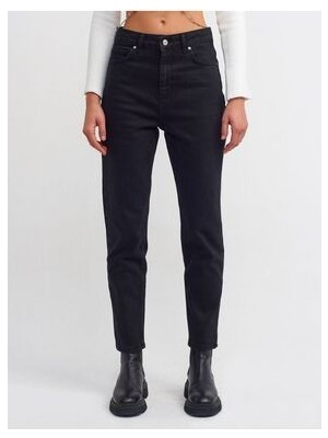 ByCukurovaFrango Stager Siyah Yüksek Bel Likralı Mom Jeans Momjeans
