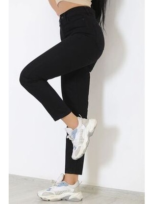 ByCukurovaFrango Leo Penelope Siyah 2132 Yüksek Bel Mom Jean Siyah
