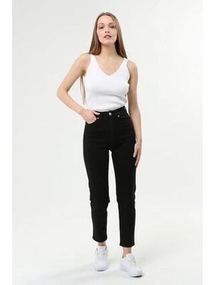 ByCukurovaFrango Lila Siyah Indigo Mom Jean Yüksek Bel Detay Boyfriend Kot 2024