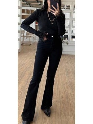 ByCukurovaFrango Orijinal Marka Yüksek Bel Siyah Ispanyol 2024