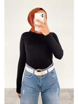 Lamelif Yarım Balıkçı Yaka Düz Renk Body