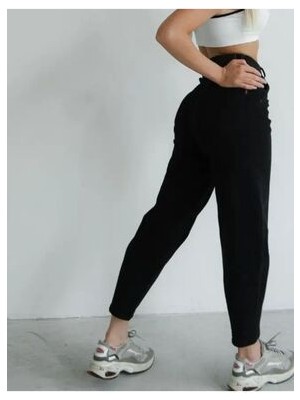 ByCukurovaFrango Zero Max Yüksek Bel Siyah Mom Likralı Esnek Kot Pantolon Esnek Jeans