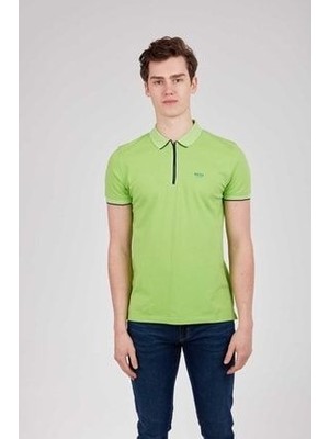 Voltaj Yakası Fermuarlı Jeans Baskılı Polo Tişört