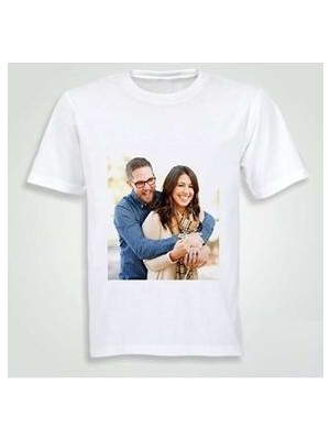 Da&Te Baskı Da&te Kişiye Özel Fotoğraf Baskılı Beyaz T-Shirt Çocuk-Yetişkin