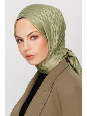 Valor Scarf Çöl Yeşili Qoza Desen Ipeksi Jakar Şal