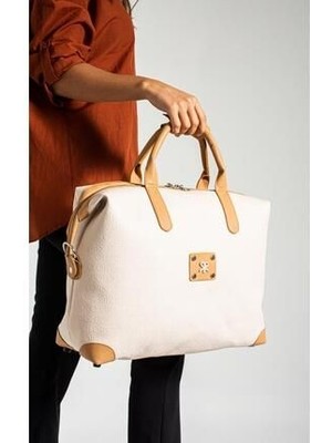 İmpolo Bigbag Kremtabagofraj Baskı Çok Amaçlı Seyhat Çantası 40X58 Ebatında