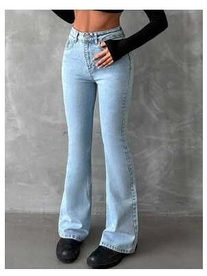 Livik Kar Yıkama Ispanyol Paça Yüksek Bel Jeans