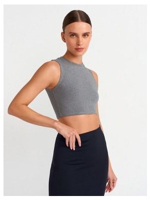 Dilvin 30998 Crop Top-Antrasit