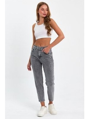 Geenz Manifacture Ngbutika Kar Gri Mom Jeans Likralı Kot Pantolon
