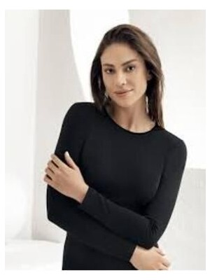 Uzun Kollu Bisiklet Yaka Likralı Viskon Badi