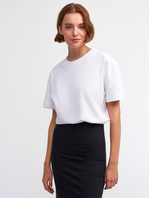 Dilvin 30312 Dilvin T-Shirt Dekoratif Dikişli Bisiklet Yaka