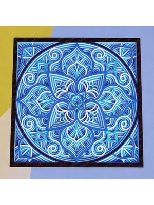 Cutline 3D Lazer Kesim Mandala Temalı Mukkava Tablo - 30X30 cm Çerçeveli Sanat Eseri