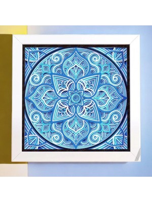 Cutline 3D Lazer Kesim Mandala Temalı Mukkava Tablo - 30X30 cm Çerçeveli Sanat Eseri