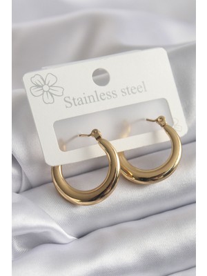 Skygo 316L Çelik Gold Renk Halka Model Kadın Küpe - TJ-BKP8299