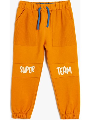 Koton Jogger Eşofman Altı Beli Bağlamalı Slogan Baskılı Pamuklu