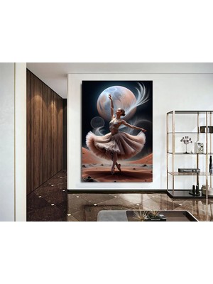 Emilart Soyut Modern Dolunay Dans Eden Balerin Kadın Özel Tasarım Kanvas Tablo