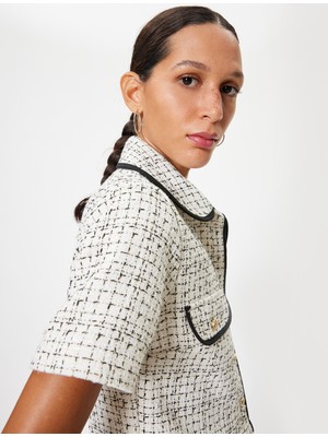 Koton Tüvit Gömlek Ceket Kısa Kollu Cep Detaylı Düğmeli Klasik Yaka