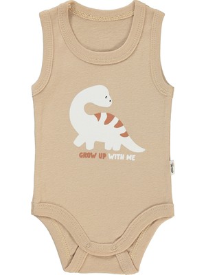 Civil Baby Erkek Bebek Çıtçıtlı Badi 1-36 Ay Sütlü Kahve