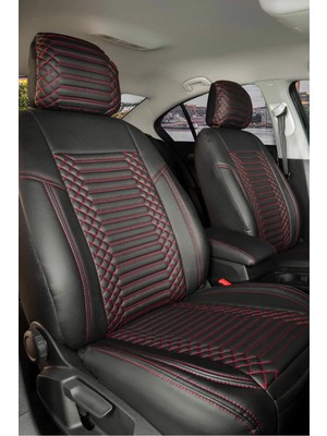 Kepmorpho 
peugeot 407 Lüx Full Deri Oto Koltuk Kılıfı Ön Arka Takım (Exclusive) Siyah Kırmızı
