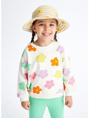 LC Waikiki Baby Bisiklet Yaka Uzun Kollu Baskılı Kız Bebek Sweatshirt ve Tayt 2'li Takım