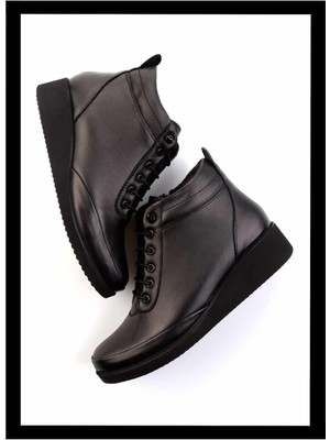 Bambi Siyah  Deri Kadın Bot & Bootie K02272025003