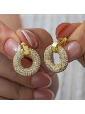 Stil Love Gümüş Halka Gold Kadın Küpe