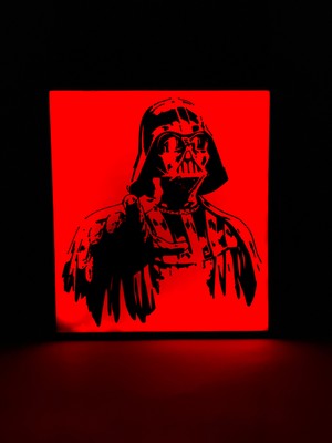 Domini Darth Vader - Star Wars - Rgb Led Işıklı 3 Boyutlu Tabela - 18 cm   x  20 cm   x  2 cm  (Bluetooth Kontrollü)