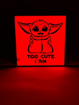 Domini Baby Yoda - Grogu - Rgb Led Işıklı 3 Boyutlu Tabela - 20 cm   x  20 cm   x  2 cm  (Bluetooth Kontrollü)