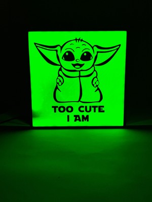 Domini Baby Yoda - Grogu - Rgb Led Işıklı 3 Boyutlu Tabela - 20 cm   x  20 cm   x  2 cm  (Bluetooth Kontrollü)