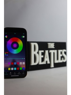 Domini The Beatles - Rgb Led Işıklı 3 Boyutlu Tabela - 20 cm   x  10 cm   x  2 cm  (Bluetooth Kontrollü)