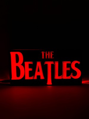 Domini The Beatles - Rgb Led Işıklı 3 Boyutlu Tabela - 20 cm   x  10 cm   x  2 cm  (Bluetooth Kontrollü)