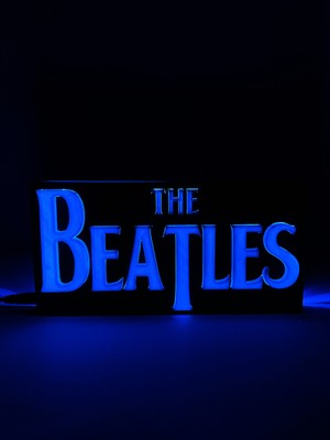 Domini The Beatles - Rgb Led Işıklı 3 Boyutlu Tabela - 20 cm   x  10 cm   x  2 cm  (Bluetooth Kontrollü)