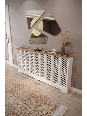 Perge Model, Beyaz Üstü Çam Renk, 176 cm Petek Kaplama, Dresuar